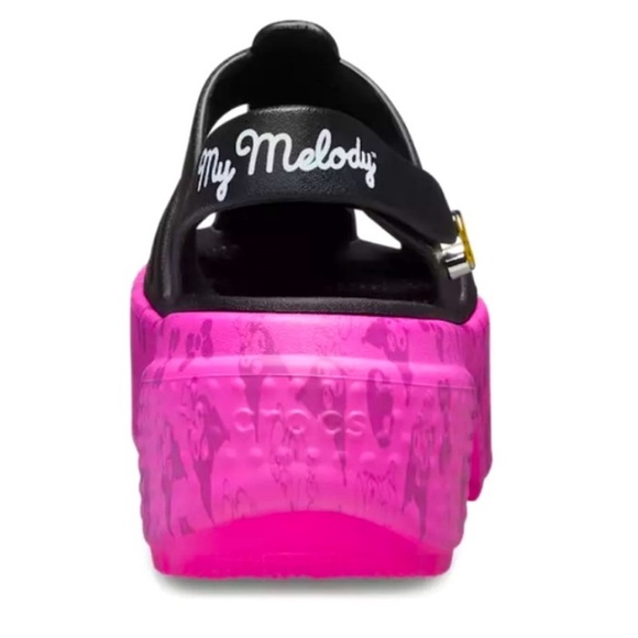 Crocs + Hello Kitty Kuromi My Melody Black Pink Stomp Sandals Size 10 - Picture 6 of 7